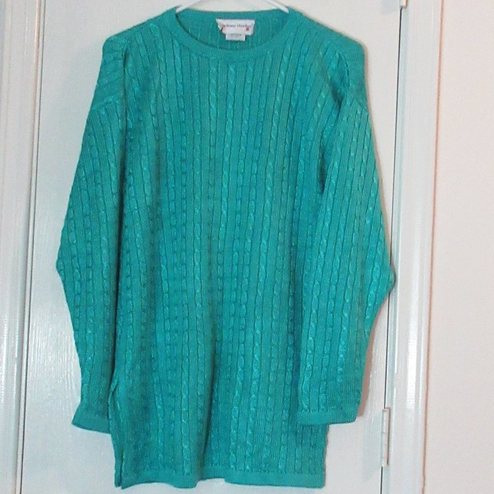 COURTNEY RHODES Medium Jade Long Sleeve Rayon/Cotton Sweater